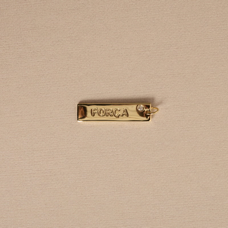 Pingente placa força 29mm detalhe zircônia 