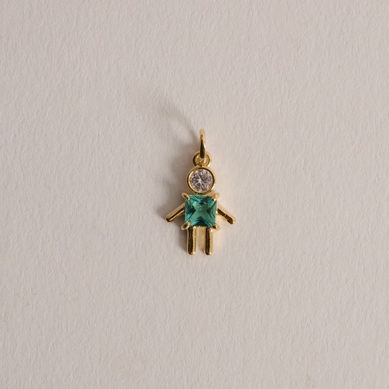 Pingente menino com zircônias cristal e turmalina 12mm 