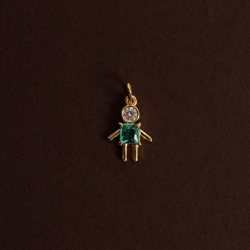 Pingente menino com zircônias cristal e turmalina 12mm 