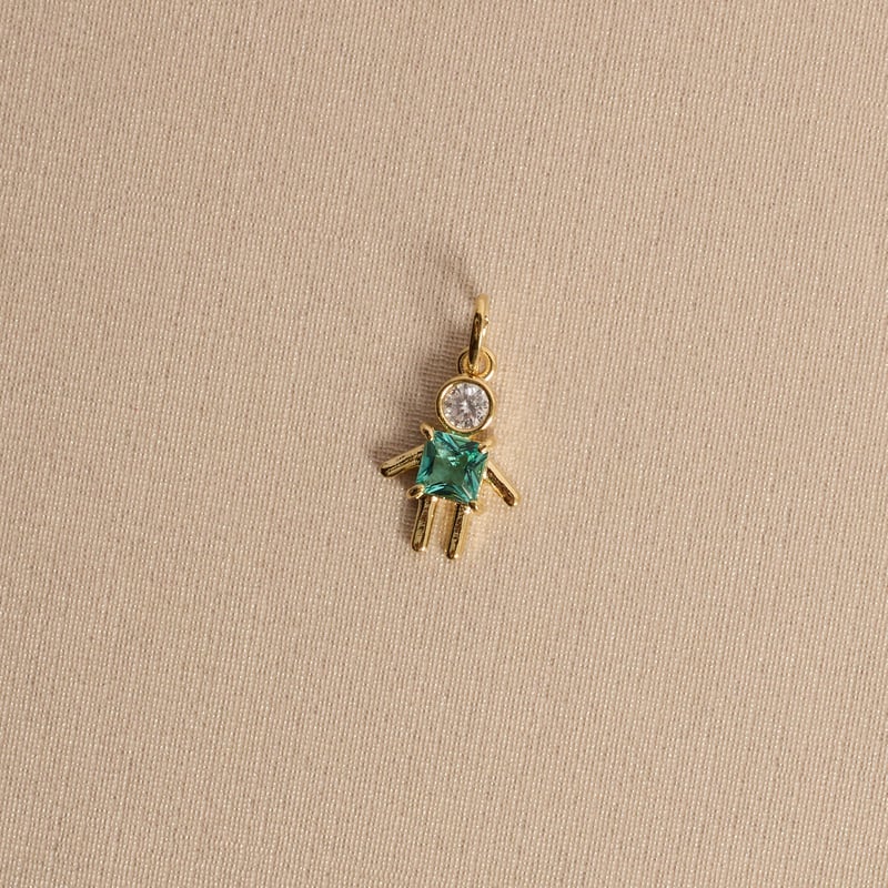 Pingente menino com zircônias cristal e turmalina 12mm 