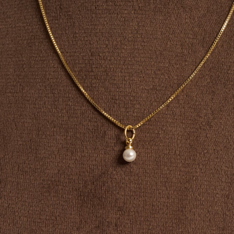 Colar pingente pérola 4mm 40cm com alongadora