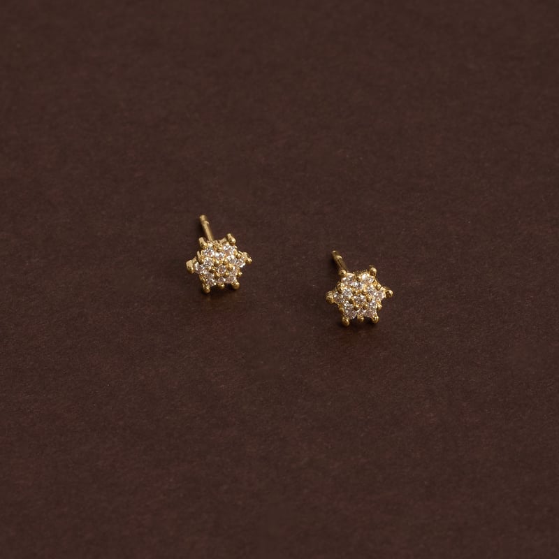 Brinco flor cravejada 6mm