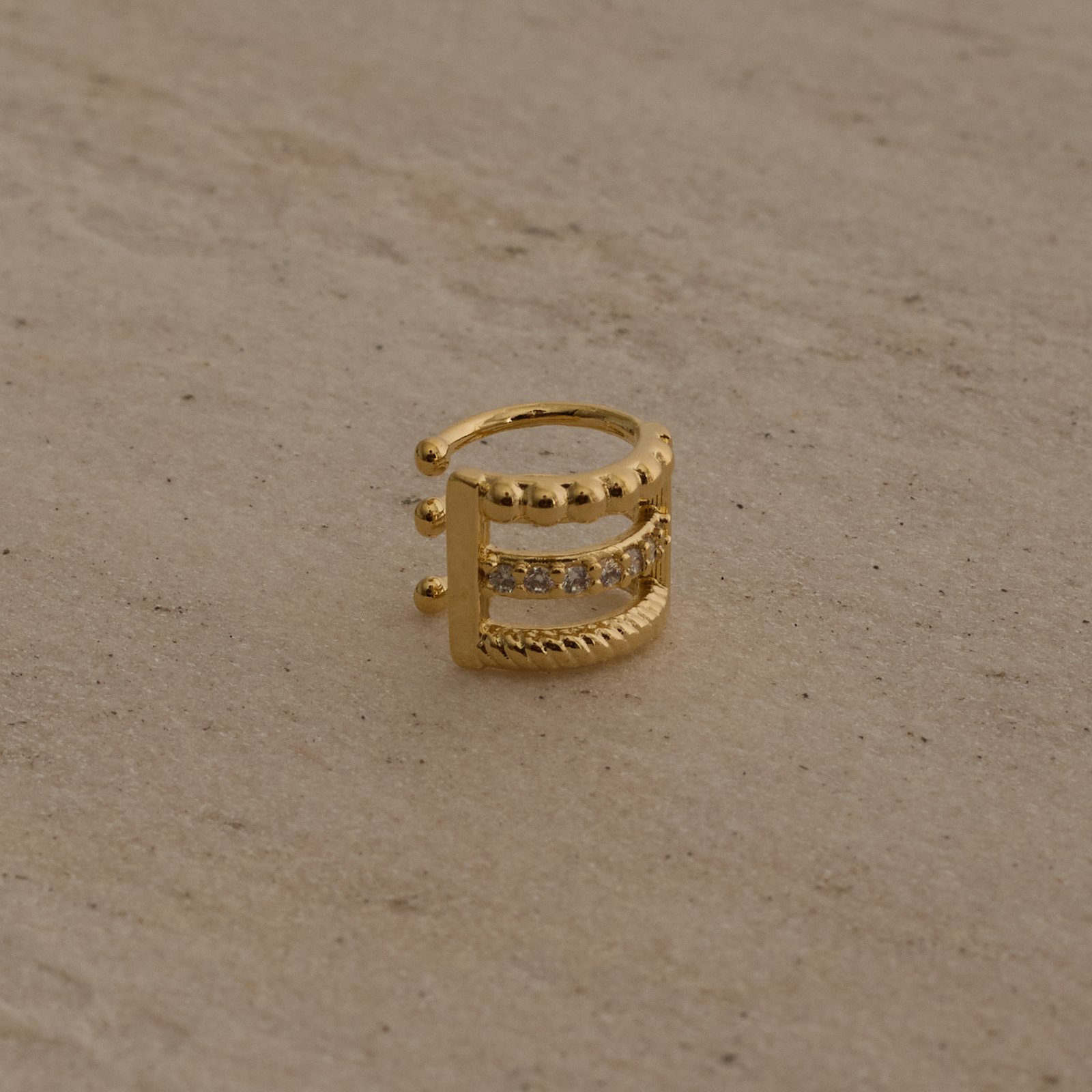 Piercing fake argola fios torcido, cravejado e bolinhas