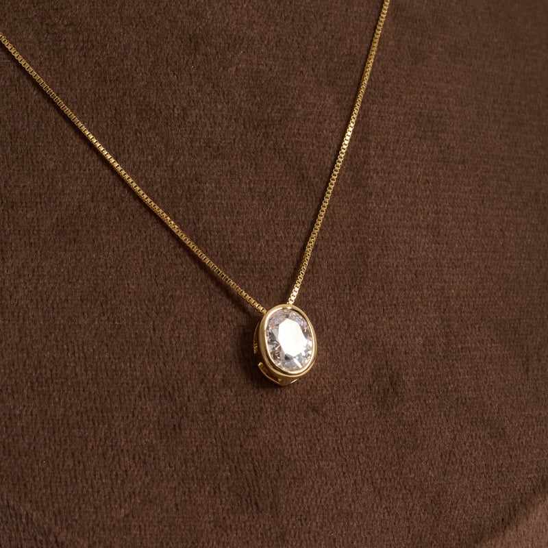 Colar zircônia oval CI 11mm 45cm com alongadora