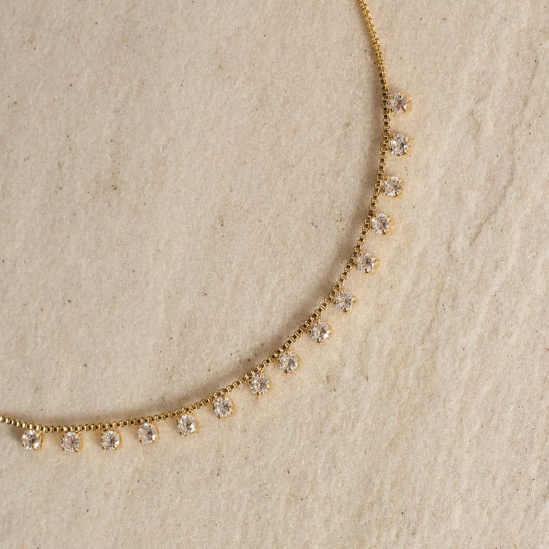 Colar entremeios zircônias redondas 2.4mm 40cm com alongadora
