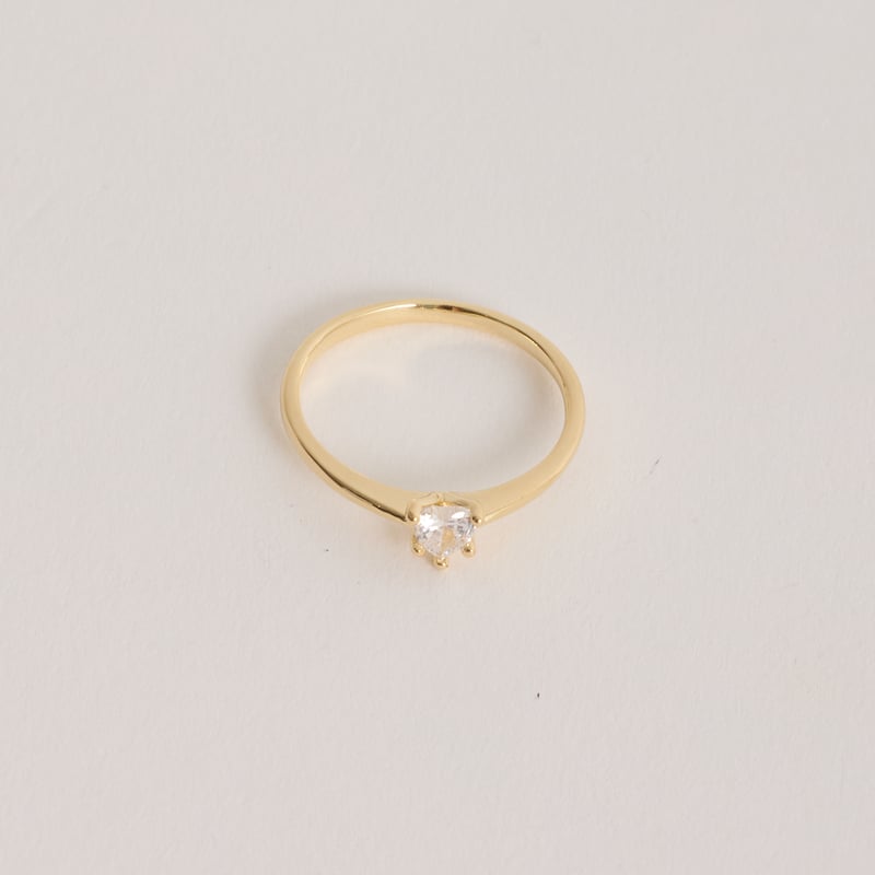 Anel solitário zircônia coração 4mm