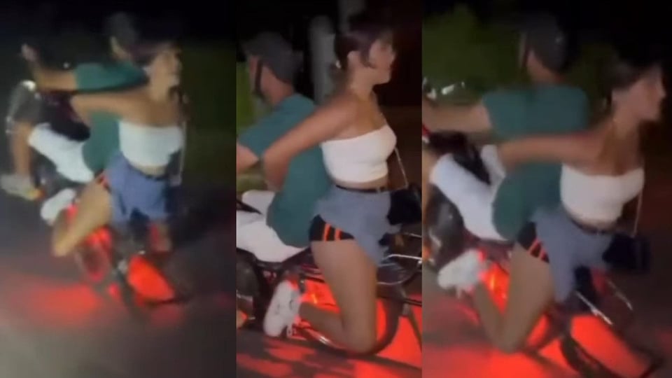Imprudencia en moto: Joven viaja sin casco y de lado en Guanajay