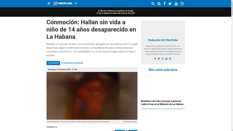 ¡Escándalo en La Habana! Hallan niño de 14 años muerto en piscina abandonada, ¡el régimen calla!