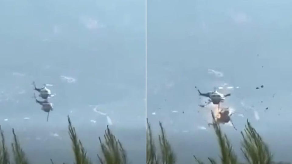 ¿Cómo que dos helicópteros se dan un abrazo en el aire en plena candela?