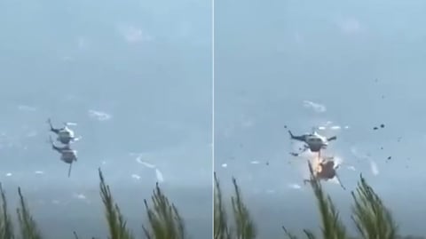 Dos helicópteros chocan en pleno combate de incendio en Grecia