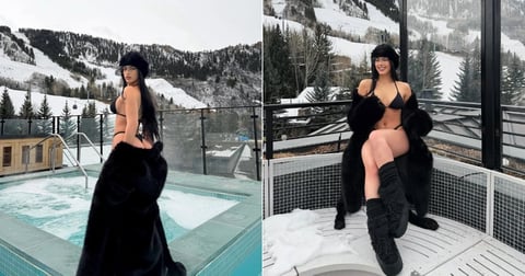 ¡De locos! ¡La Arderi se plantó en bikini en la nieve como si fuera playa!