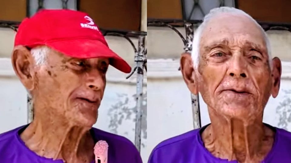 ¡Abuelo de 91 se achicopala de la emoción al rogar por un abrazo y recibir comida!