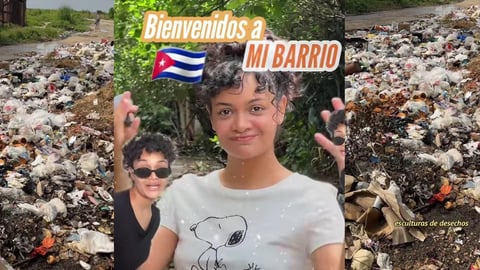 ¡Basura que ofende! Activista cubana se burla del régimen en Alamar