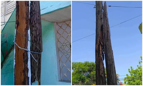 Deteriorated Power Pole in Cárdenas Poses Risk to Residential Area