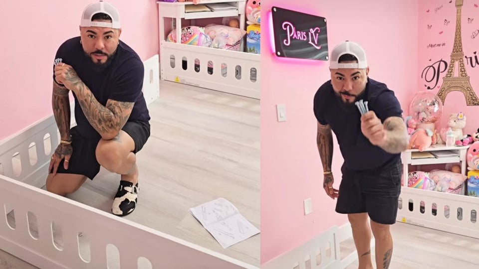 ¡El Chacal cambia el micrófono por el pincel y arma el nido para su princesa París!