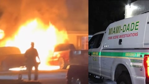 ¡Fuego en Homestead! Investigan si fue un plan macabro la quema de cuatro vehículos