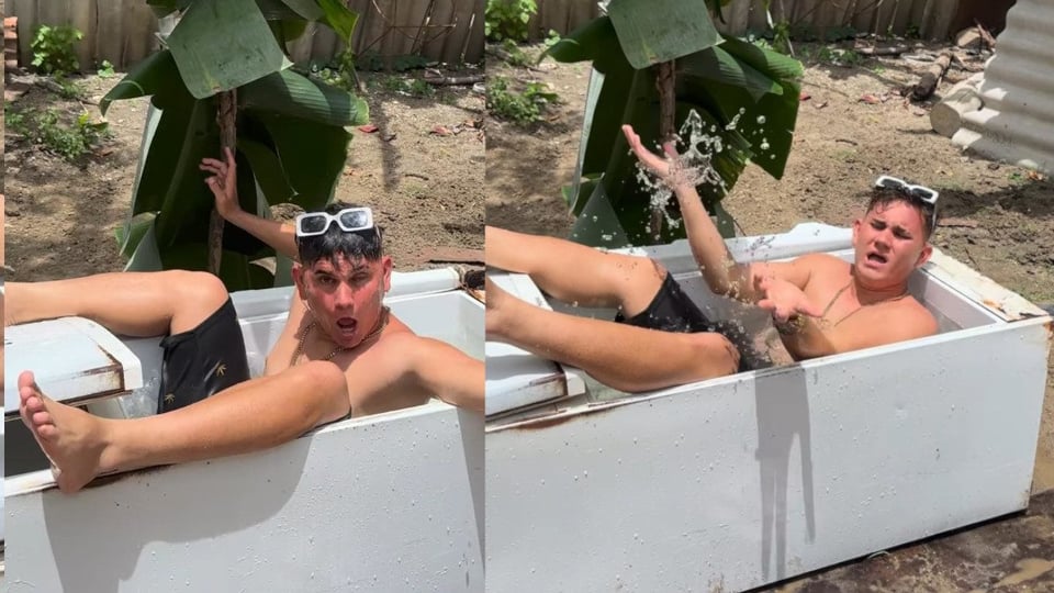 Cubano Transforma Nevera Rota en Piscina Improvisada Durante Apagones