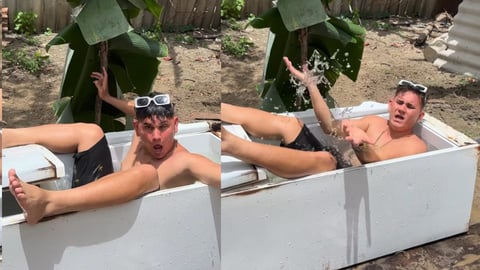 Cuban Man Turns Broken Refrigerator into an Improvised Jacuzzi Amidst Blackouts