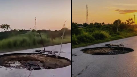 Gigante Bucht auf Kuba droht Autofahrern und Passagieren auf der Straße nach Guanajay