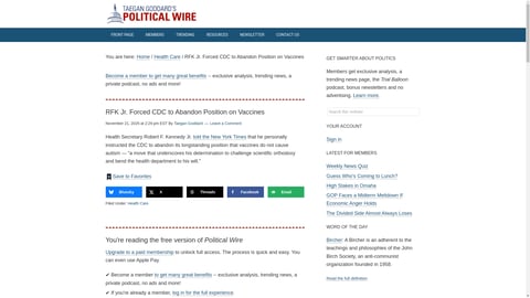 Health Secretary Robert F. Kennedy Jr. Directs CDC to Re-evaluate Vaccine-Autism Stance