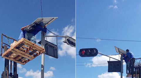 ¡Camagüey le planta cara al apagón con un semáforo que come sol!