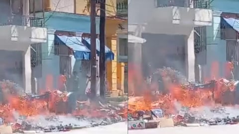 El Fuego del Descontento: Contenedores Incendiados en Santos Suárez por Acumulación de Basura y Apagones