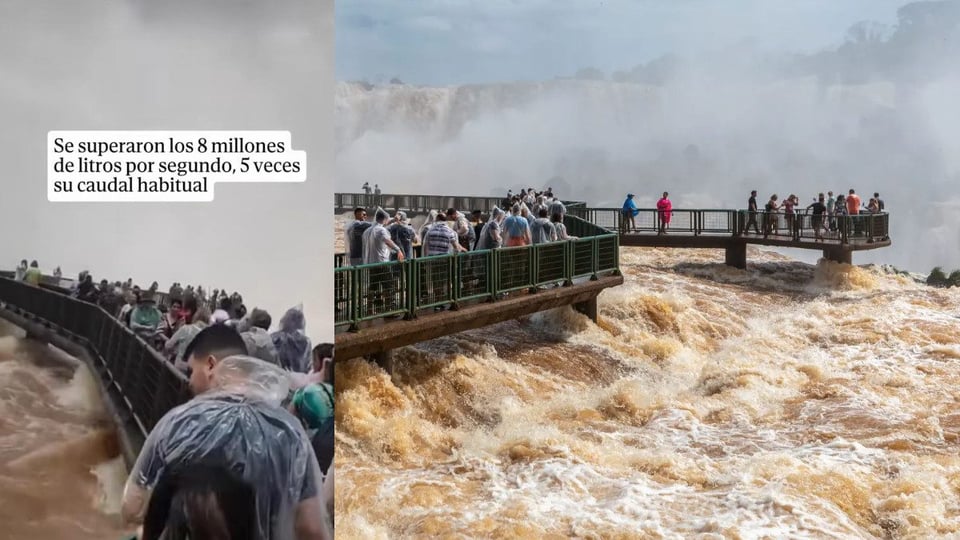 ¡Tremendo bochinche en Iguazú! El río se desborda y los turistas se tiran de cabeza a verlo