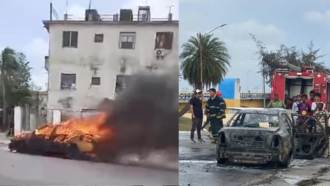 Taxi arde en La Habana: crónica de un riesgo automotor