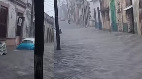 Inundaciones en Matanzas: Calle Manzano bajo el agua por lluvias y alcantarillas colapsadas