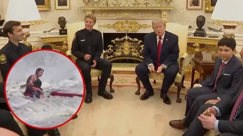 Trump recibe en la Casa Blanca a joven socorrista que salvó a un niño en el mar
