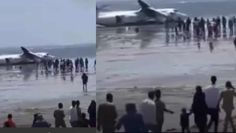 Tremendo susto en Somalia: Avión aterriza en la playa y todos se salvan