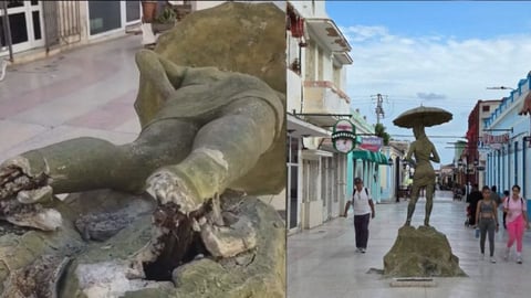 Colapsa emblemática escultura "La mujer con sombrilla" en Holguín tras deterioro