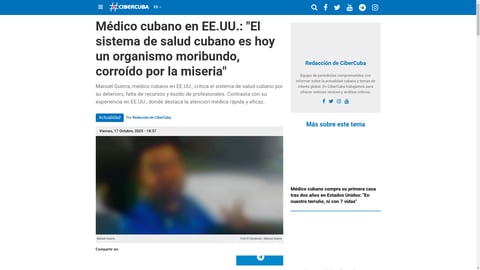 Médico cubano critica el sistema de salud de la isla como "moribundo" tras experimentar la atención en EE.UU.