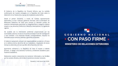 Panamá confirma detención de 10 ciudadanos en Cuba por presuntos actos subversivos