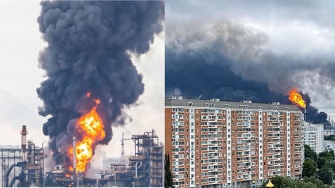 Ucrania Desata Ofensiva Masiva de Drones Contra Moscú: Refinería y Centro Logístico Impactados