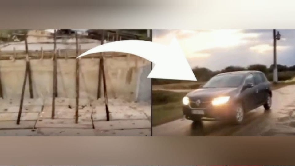 ¿Y si te das un coscorrón? Denuncian puente 'fantasma' que se roba la carretera entre Villa Clara y Matanzas