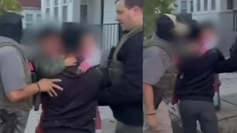 ¿A lo cubano! Padre interceptado con sus hijos en brazos en plena calle