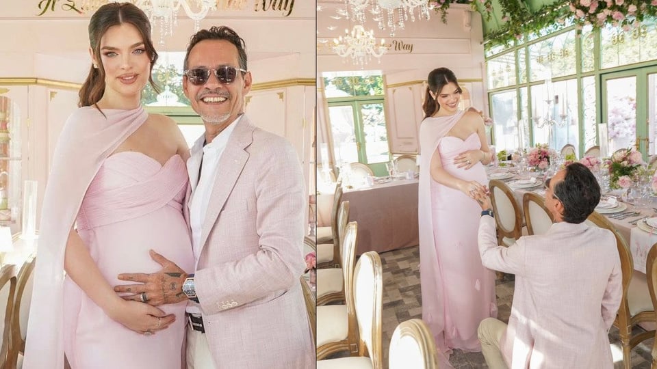 ¿Un pastel o qué? Marc Anthony flipa con la sorpresa de su baby shower en Miami