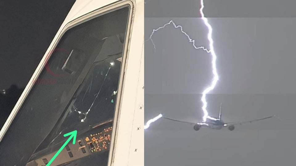 ¿Te imaginas? ¡Un rayo le abrió un hueco a un avión en el aire!