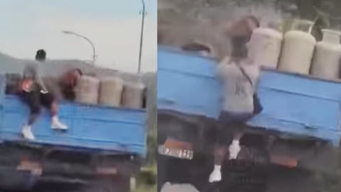 ¿Y tú sabes? ¡Intentaron robar gas en marcha en la autopista de Santiago!