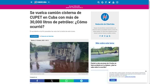 ¡Tremendo susto en Cuba! Camión de petróleo vira y libera miles de litros: ¿Qué se esconde tras el desastre?