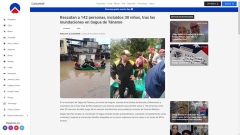 ¡Milagro en Sagua de Tánamo! Rescatan a 142 almas, incluyendo 30 niños, tras el paso devastador de Melissa