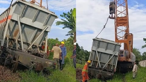 ¡Azúcar pa'l suelo! Tolva se descarriela en Sancti Spíritus y paraliza el tren