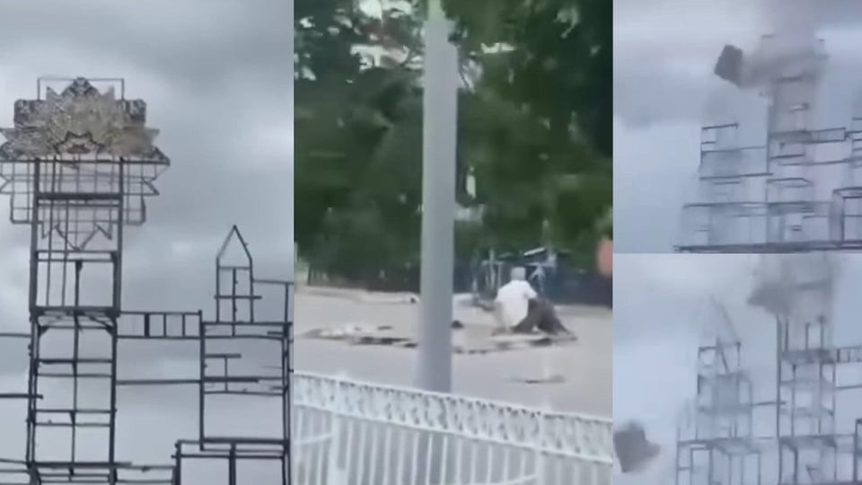 ¡Se le cae el techo a Remedios! Un lesionado por derrumbe en plena plaza