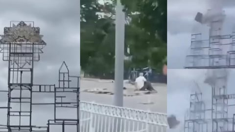 ¡Se le cae el techo a Remedios! Un lesionado por derrumbe en plena plaza