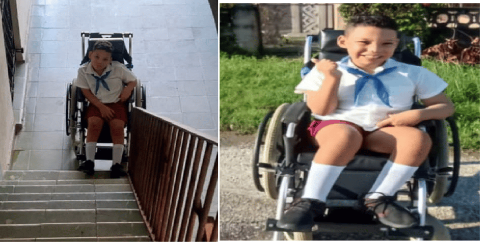 ¡A la fuerza bruta! Niño con parálisis sube 5 pisos y la burocracia se hace la loca en Camagüey