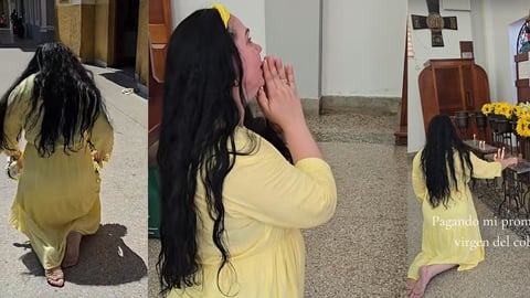 Joven Cumple Promesa Recorriendo de Rodillas el Santuario del Cobre