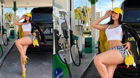 Influencer Cubana Rachel Arderi Transforma Gasolinera en Pasarela Viral con Look Amarillo