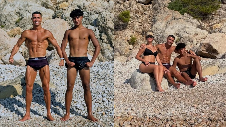 ¡Imagínate! Ronaldo y su hijo sacan los músculos en Mallorca, ¡parecen gemelos!