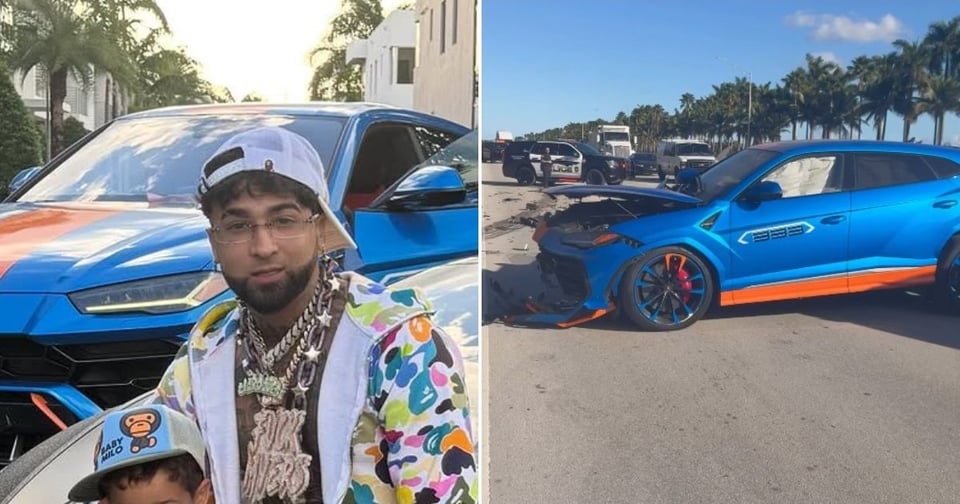El Lamborghini de Ovi choca en Miami: el rapero lo toma con calma